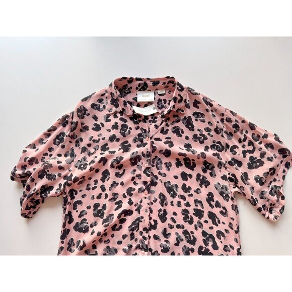 NWT MAEVE Rita Pink Black Leopard Printed Crepe Long Tunic Blouse Top, Size S - Picture 6 of 14